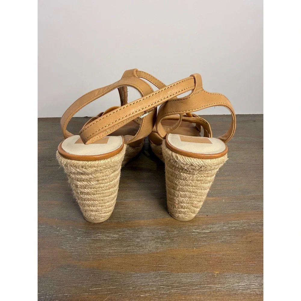 Dolce Vita Maze Espadrille Wedge Sandals Tan Luggage Leather Size 9‎ Boho